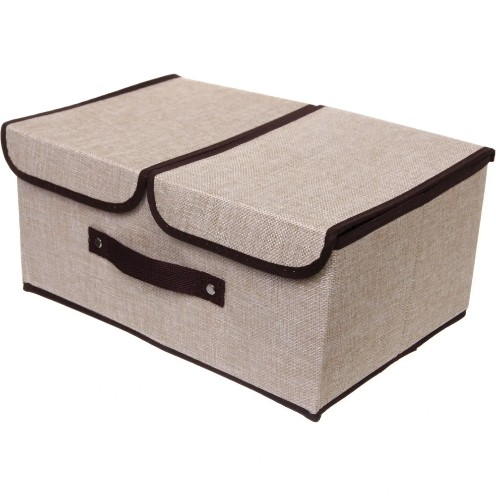 Короб - органайзер складной стеллажный для хранения вещей «ДОМания», цвет бежевый, два отделения, 36*25*16см (лейбл)