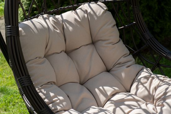 "Венеция" подвесное кресло-кокон из искусственного ротанга, цвет бронзовый с бежевой подушкой