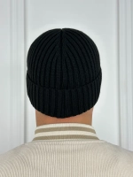 шапка вязаная теплая с отворотом стильная