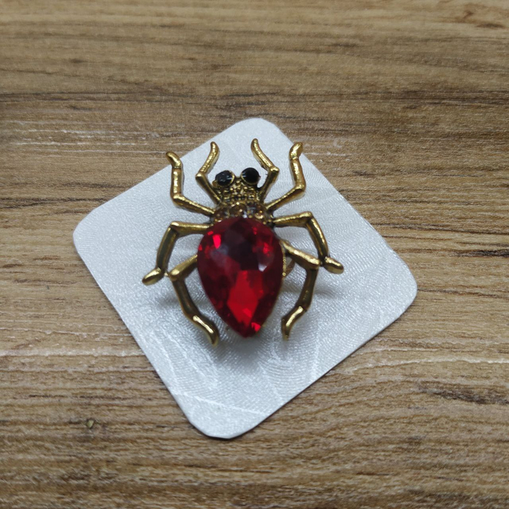Брошь Mini Паук кристалл стразы цвет микс металл золотистый