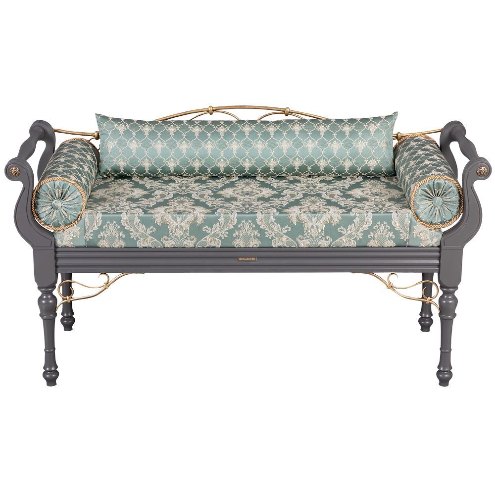 Банкетка Флоренция Премиум Серый Каледония Даймонд Минт Амбер