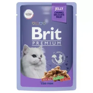 Набор паучей для кошек Brit Premium, Рыбное меню в соусе и желе, 14 шт х 85г