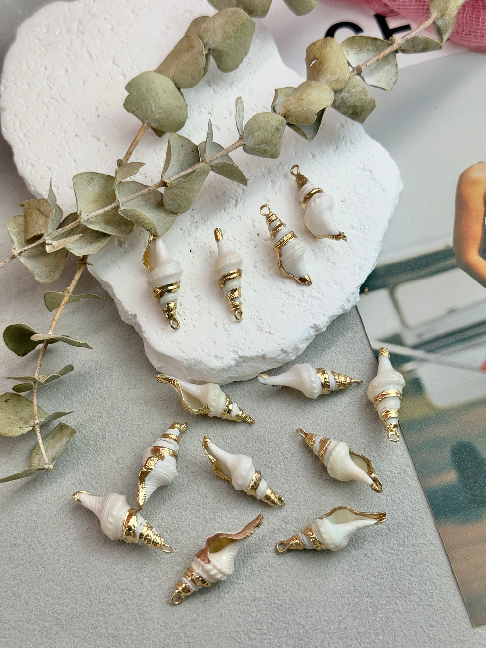 Подвеска ракушка, 10*28 мм, 2 штуки