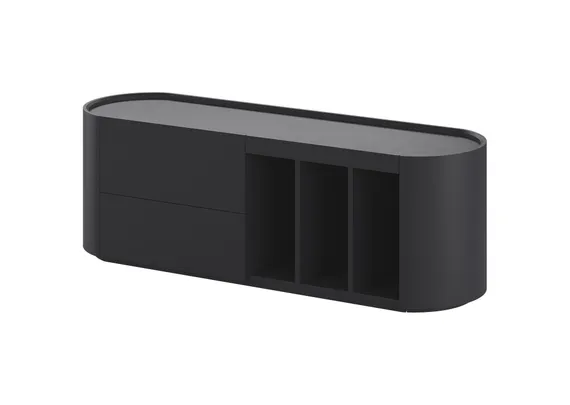Тумба Lagom под ТВ 2 ящика 3 ниши ширина 140 см (черный)
