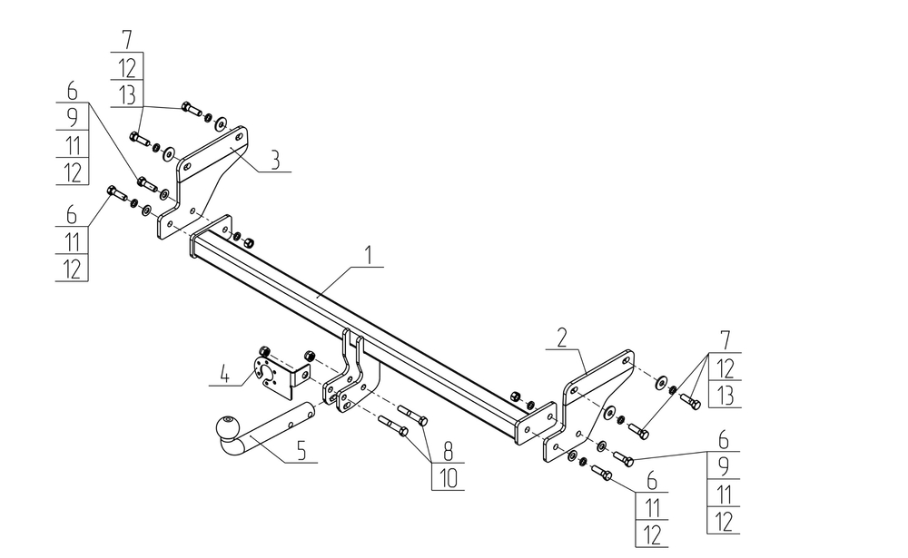 Фаркоп для Mazda CX-50 2022- Тип шара: A. Нагрузки: 1250/75 кг, MZ 04