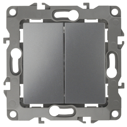 Переключатель ЭРА Серия 12 12-1112-12 перекрёстный двойной, 10АХ-250В, графит