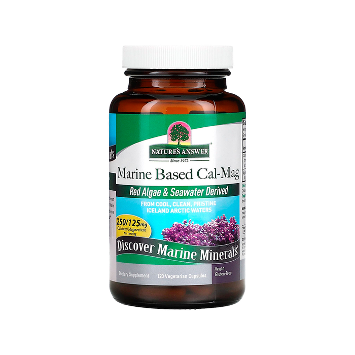 Кальций и магний из морского источника, Marine Based Cal-Mag, Nature's Answer, 120 вегетарианских капсул