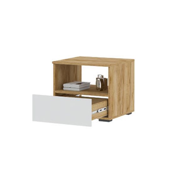 ХЕЛЕН ТБ 01 Тумба прикроватнаяФАСАД БЕЛЫЙ/КОРПУС ДУБ КРАФТ ЗОЛОТО