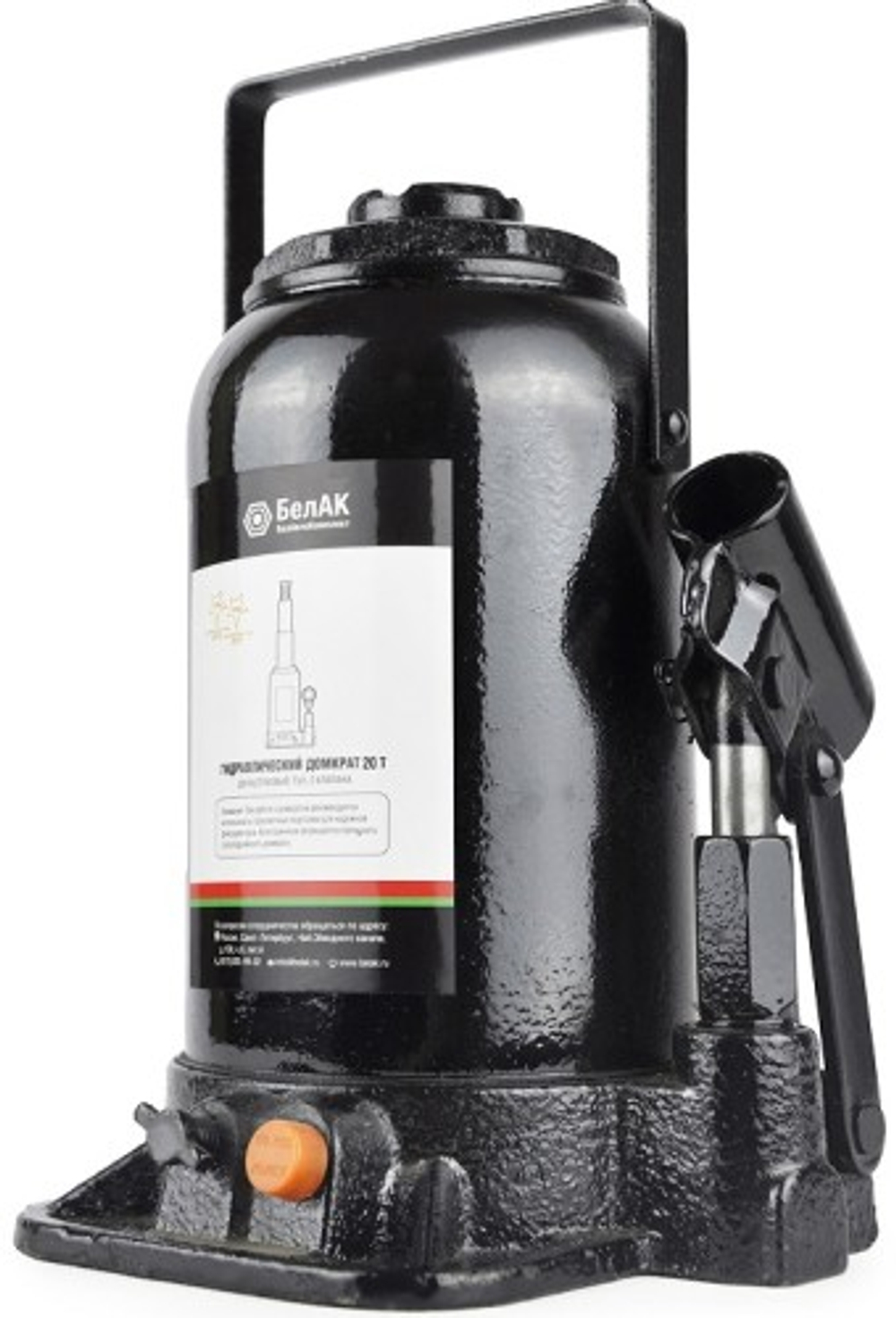 Домкрат бутылочный двухштоковый БелАК  20 тонн 235/485 мм (БАК.20049) БАК.20049