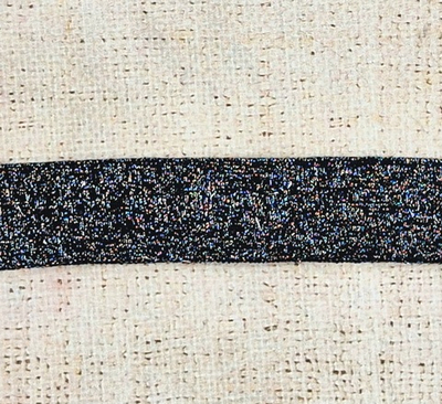 Подвязы трикотажные с люрексом, ш. 3 см, L 117 см, чёрный с серебром