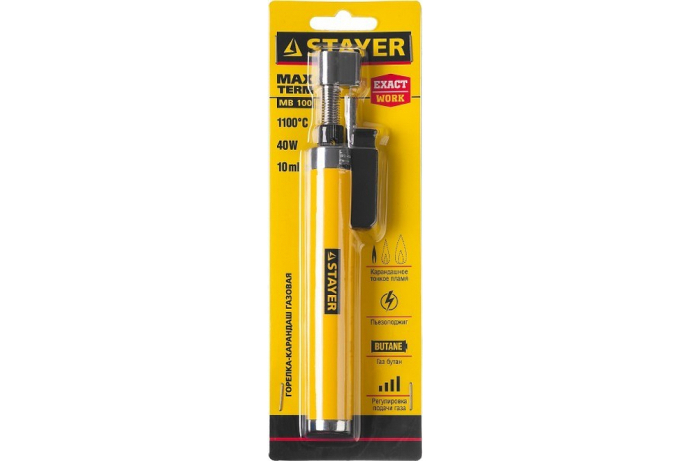Газовая горелка-карандаш STAYER MaxTerm, регулировка пламени, 1100С 55560