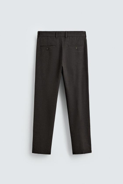 ZARA БРЮКИ КОМФОРТНОЙ ПОСАДКИ ИЗ РЕЛЬЕФНОЙ ТКАНИ, КОРИЧНЕВЫЙ