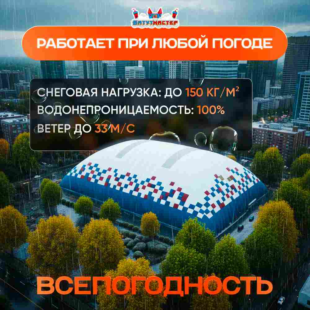 Быстровозводимый спортивный комплекс «Активный купол», 36x18x9 м