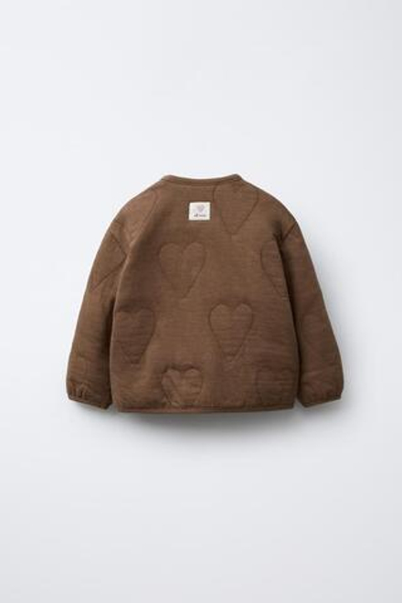 ZARA КУРТКА ФЛИСОВАЯ С СЕРДЕЧКАМИ, КОРИЧНЕВЫЙ