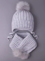 Шапка детская зимняя с помпоном и шарф