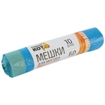 Мешки д/мусора РЫЖИЙ КОТ 60л (10шт./рул.) с завязками, ПНД, синие