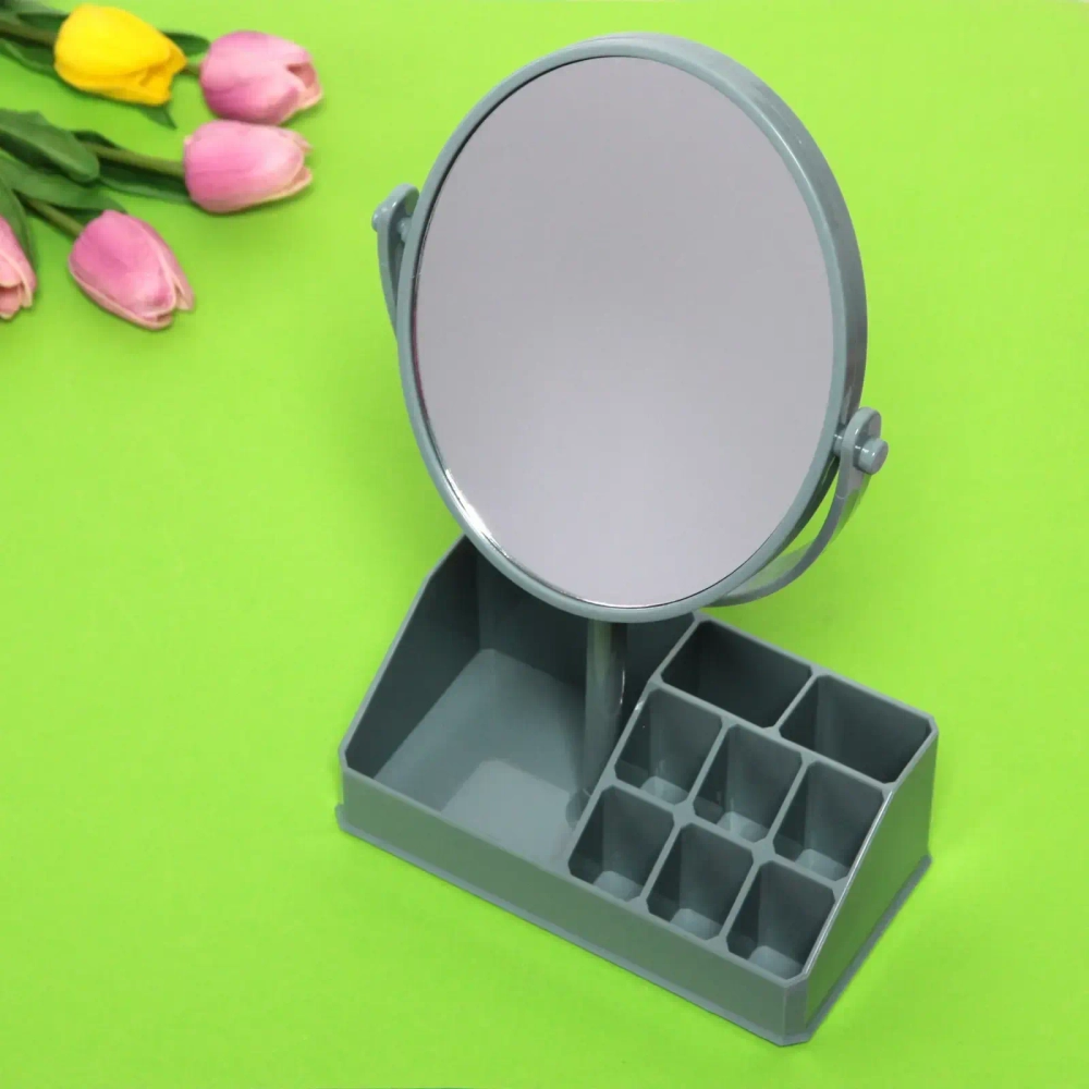Зеркало настольное с органайзером для косметики «Beauty», цвет лазурный, 31*18см