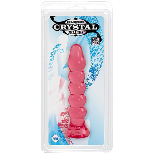 Розовая анальная елочка 14см Doc Johnson Crystal Jellies Anal Plug Bumps Pink 7005-02-CD