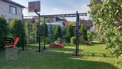 Монтаж уличной шведской стенки Sv Sport Рукоход (5 вертикальных столбов)