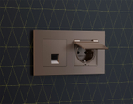 MA642005 Комплект мех-ма компьютерной розетки RJ-45 экранированной с автоматической защитной шторкой ALFA Темная бронза матовый QUANT (AP6420, VM185)