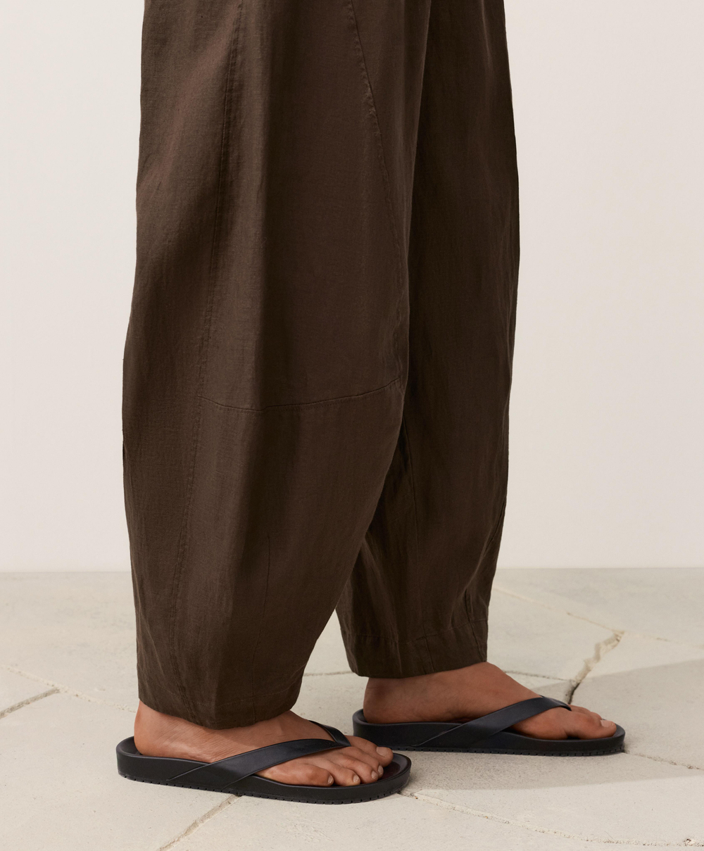 OYSHO Брюки-баллоны из 100% льна, темно-коричневый