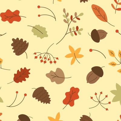 Осеннее настроение. Листья, веточки, гроздья рябины, шишки, желуди
