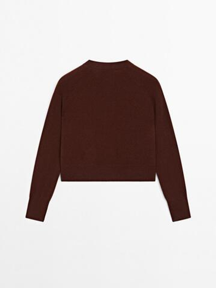 Massimo Dutti Кардиган из 100% кашемира с длинными рукавами, бордо