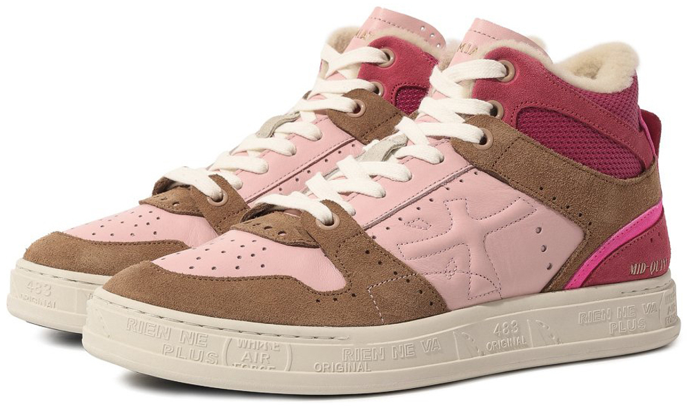 Premiata Midquinn D Розовые с коричневым с мехом