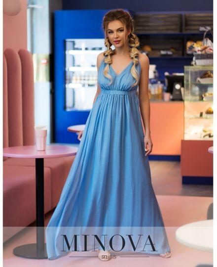 Платье 1045-голубой Minova Фото 2
