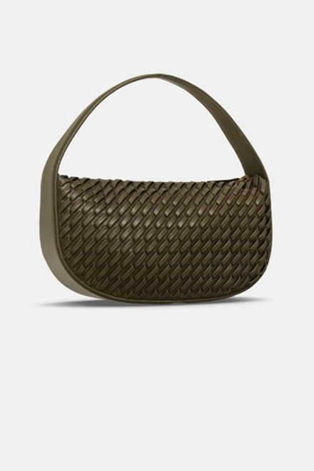 ZARA СУМКА С ПЛЕТЕНЫМ ЭФФЕКТОМ, ЗЕЛЕНЫЙ