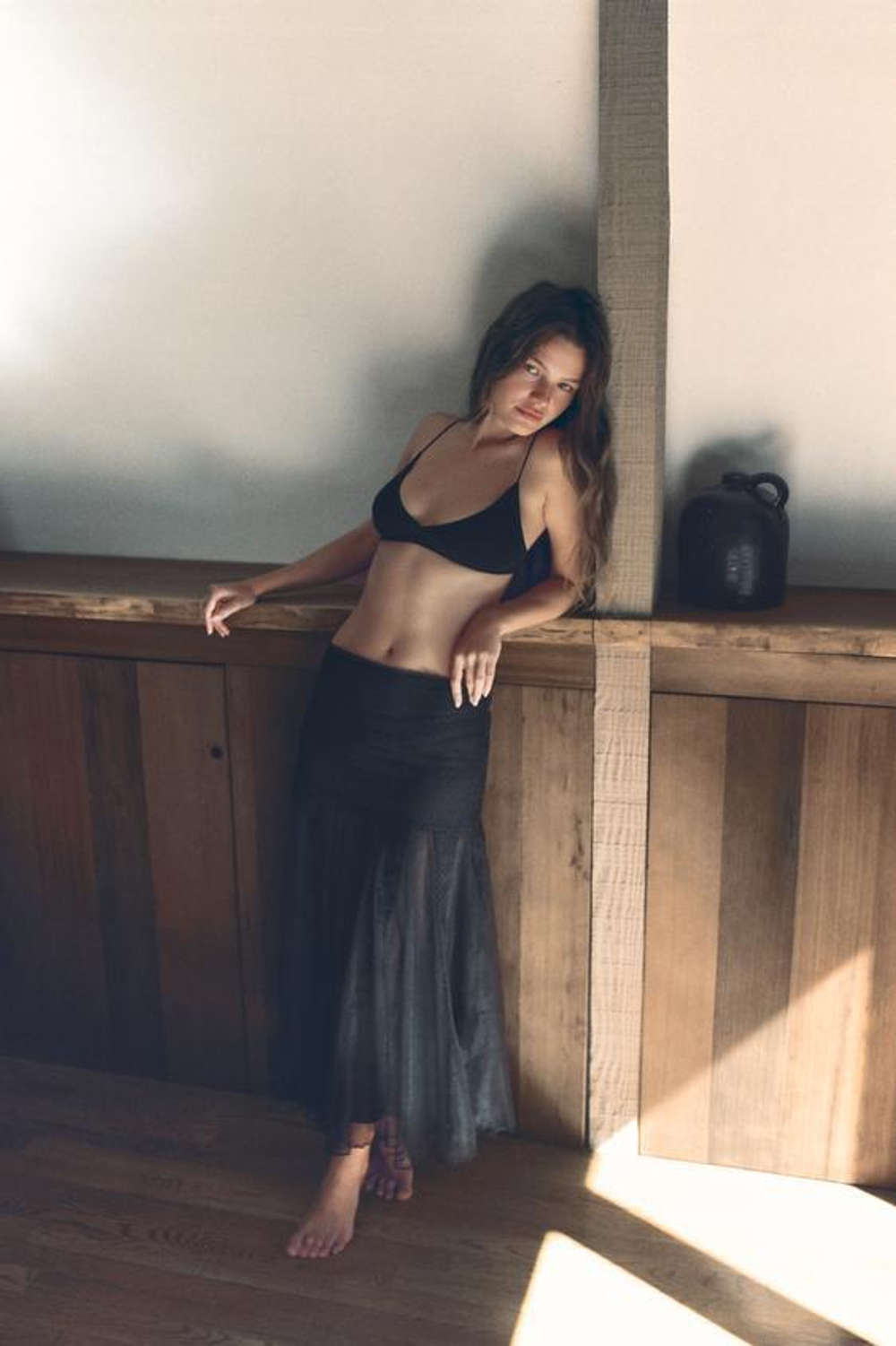 ZARA КОМБИНИРОВАННАЯ ЮБКА ИЗ КРУЖЕВА И ТЮЛЯ, ЧЕРНЫЙ