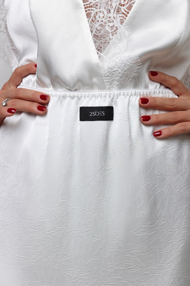 Юбка миди с кружевом молочная