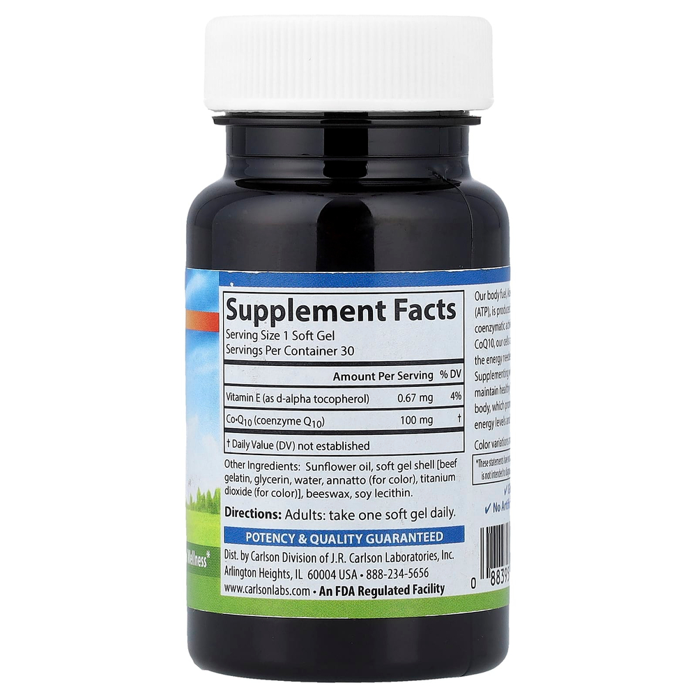 Carlson, коэнзим Q10, 100 мг, 30 капсул