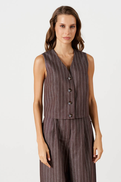 1924 Жилет женский (шоколадный полоска)