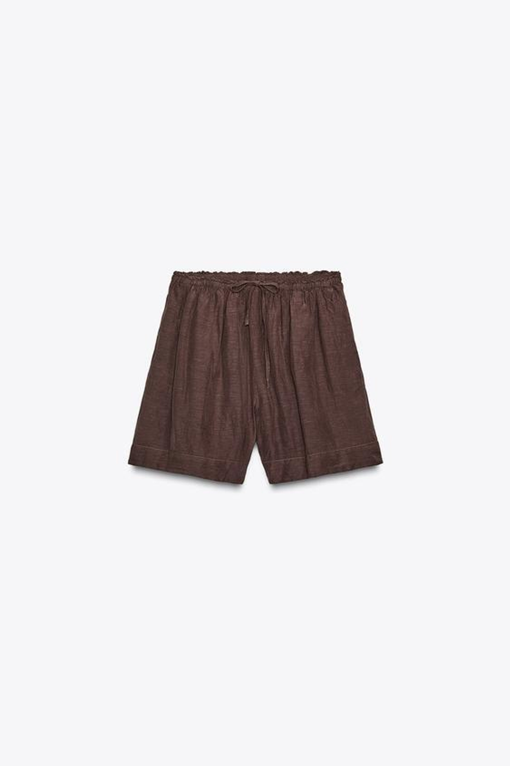 ZARA ШОРТЫ ИЗ ЛЬНЯНОЙ ТКАНИ — ZW COLLECTION, КОРИЧНЕВЫЙ