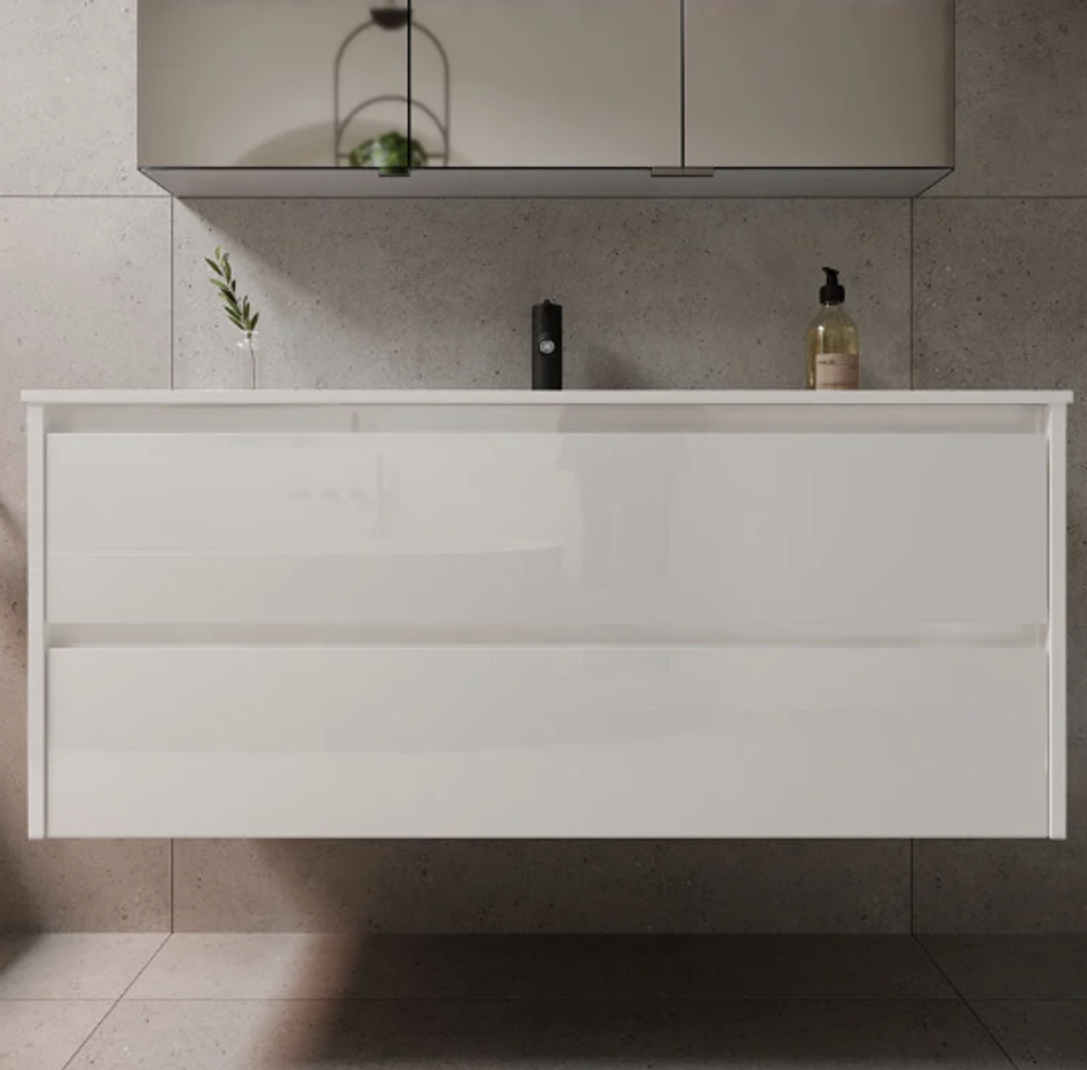 Тумба подвесная SANCOS Libra 1190х450х500, c двумя ящиками оснащенными доводчиками, белый глянец , арт. LB120-1W
