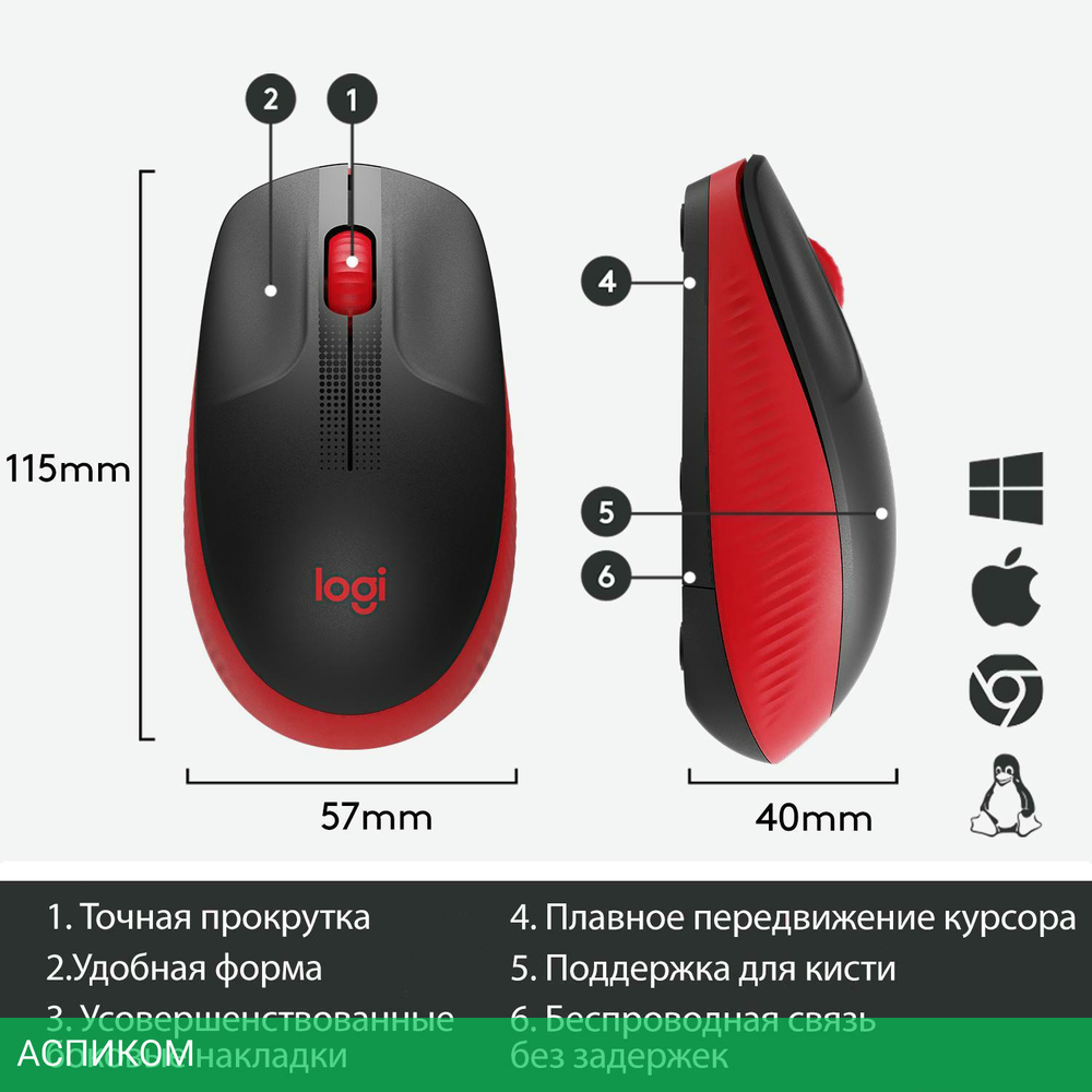 Мышь Logitech M190 Red (910-005908)