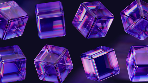 Набор изображения голографических абстрактных кубов