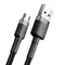 Кабель USB - микро USB Baseus (CAMKlF-BG1) cafule, 1.0м, круглый, 2.4A, силикон,  черный, серый