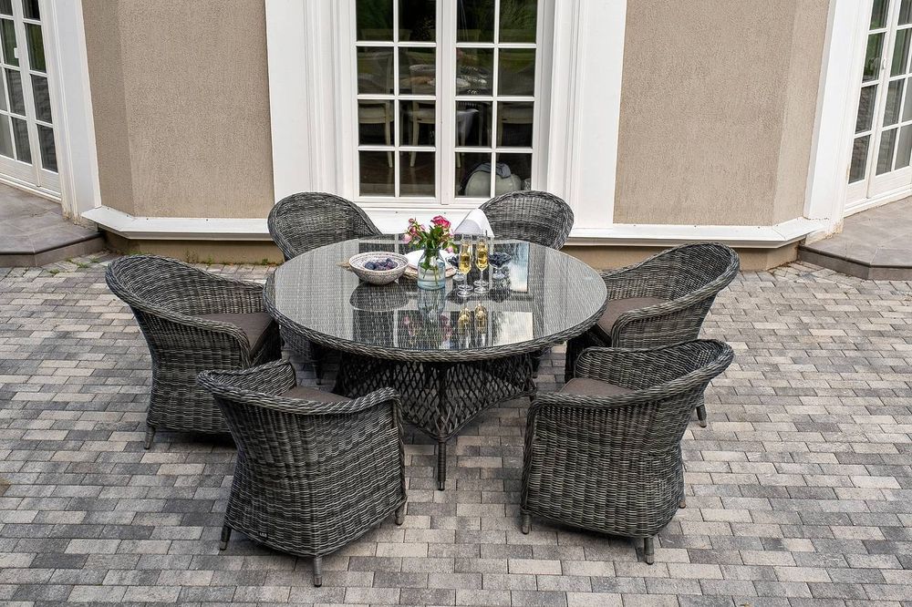 "Эспрессо–150 R" обеденная группа плетеная, цвет графит