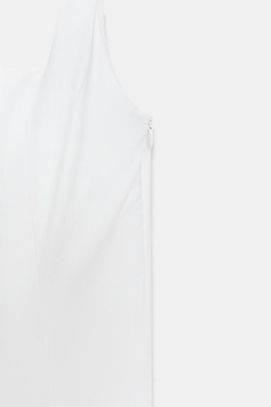 ZARA ПЛАТЬЕ МИДИ ИЗ ПОПЛИНА С ЮБКОЙ ГОДЕ, БЕЛЫЙ