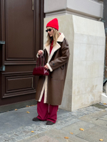 Дубленка миди шоколад