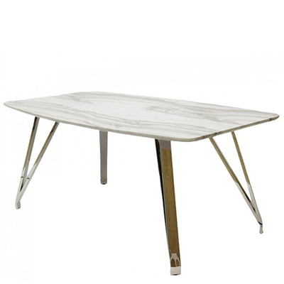 Стол обеденный Соар,180х100х76 см, белый мрамор, сталь