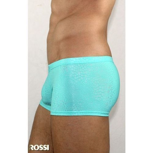 Мужские трусы боксеры бирюзовые в узорчатую сетку в виде змеиной чешуи Romeo Rossi Snake Sky Blue Boxer RR00208