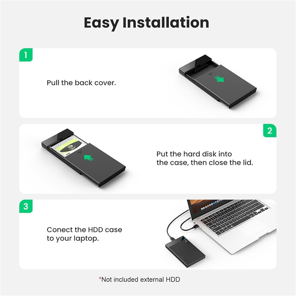 Корпус внешнего жесткого диска USB 3.0 SATA 2.5" UGREEN 30848