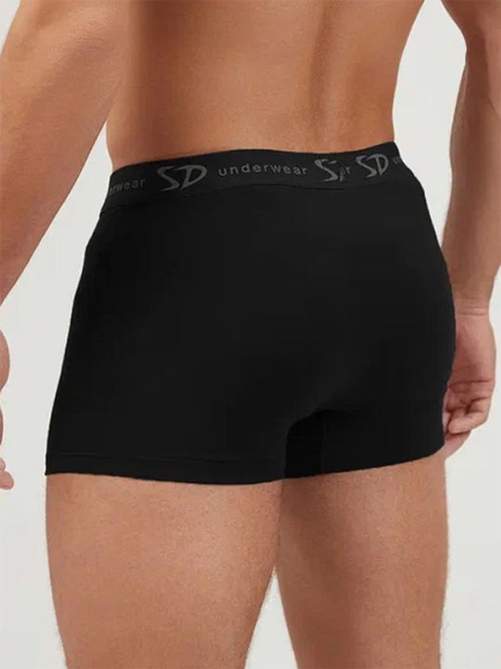 Мужские хлопковые трусы-боксеры с брендированной резинкой (Размер: M) (Цвет: черный)