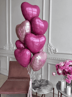 Букет сердец: роскошная композиция из фольгированных шаров