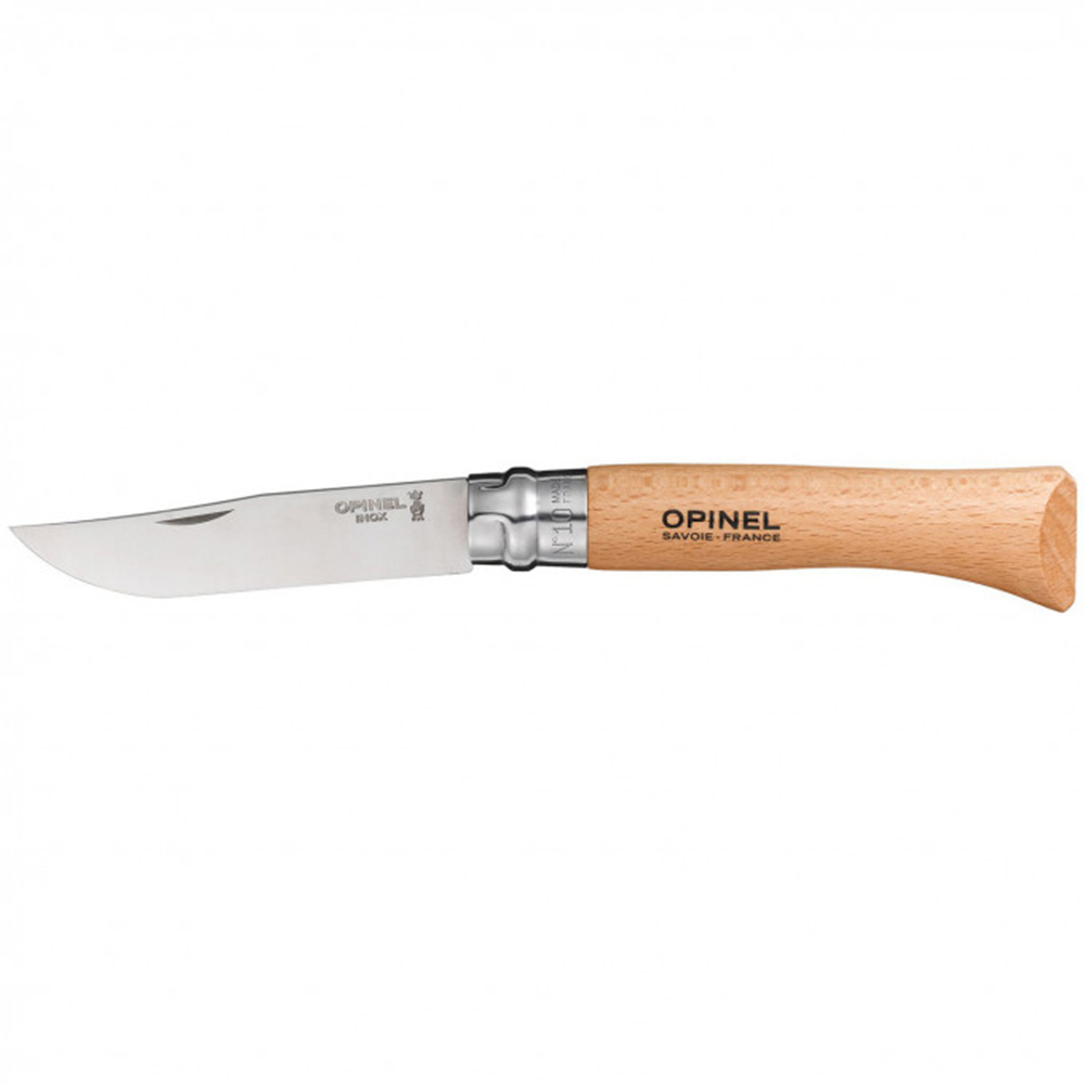 Нож Opinel №10, нержавеющая сталь, рукоять из бука, блистер