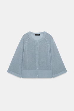 ZARA КАРДИГАН ИЗ ТРИКОТАЖА, СЕРО-СИНИЙ