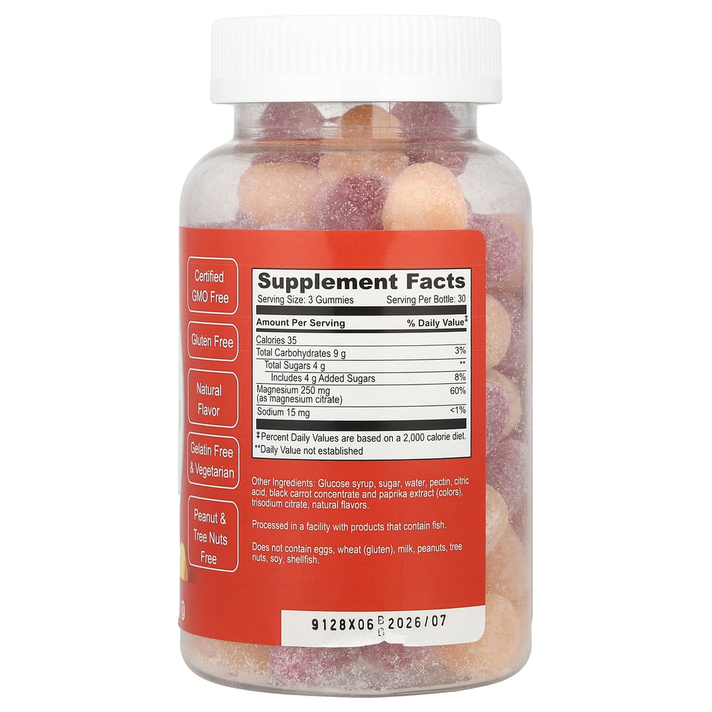 Doctor's Finest, Магний, малина и персик, 90 жевательных мармеладок (83 мг в 1 жевательной мармеладке)